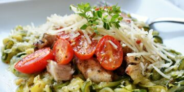 Healthy dinner Grilled Chicken Zoodle Bowl