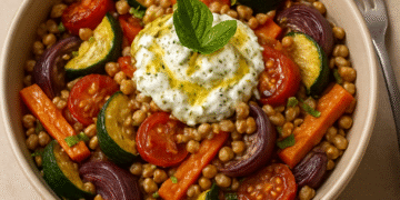 Roast Veg and Barley bowl | Vegetarian recipes