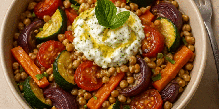 Roast Veg and Barley bowl | Vegetarian recipes