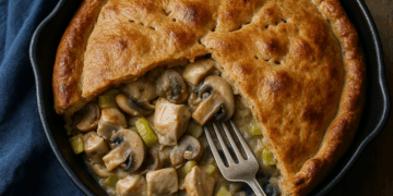Chicken Leak and Mushroom Pie with Wholemeal Crust